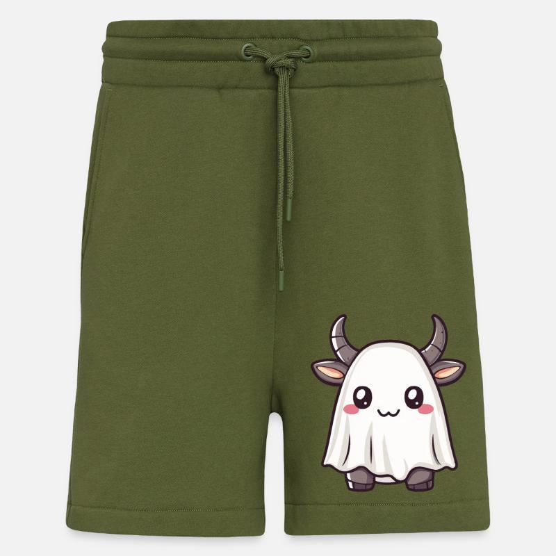 Bull Halloween Comic Ghost - Shorts - made by SPREAD - MOSS GREEN