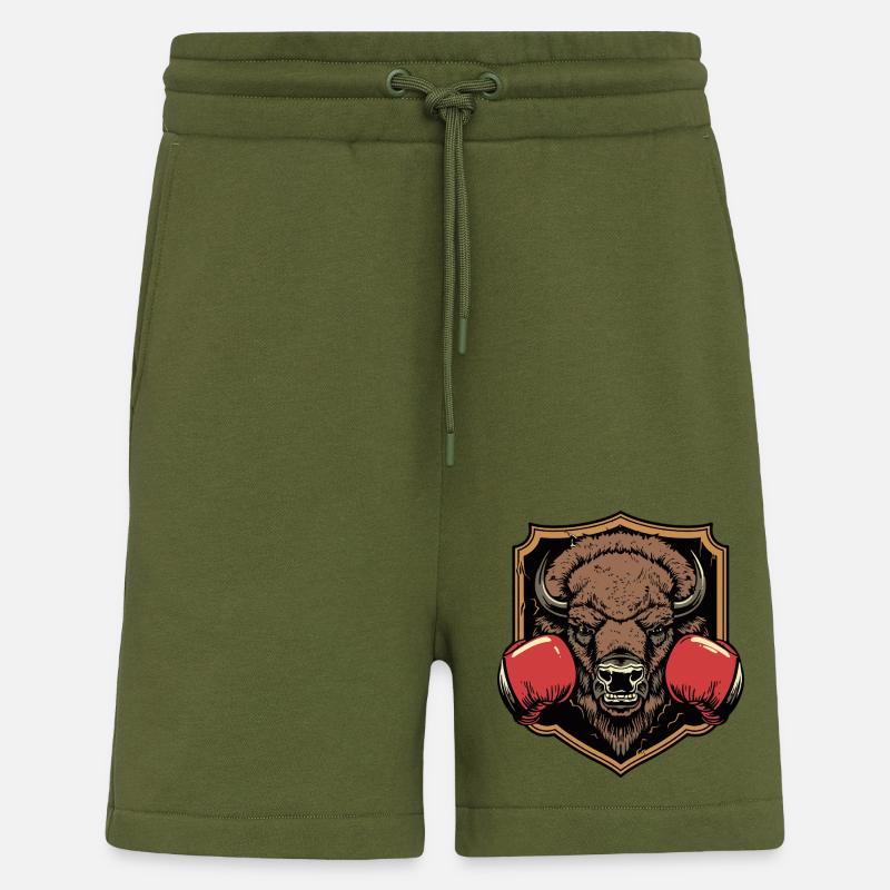 Bison Boxer MMA Logo - Shorts - made by SPREAD - MOSS GREEN