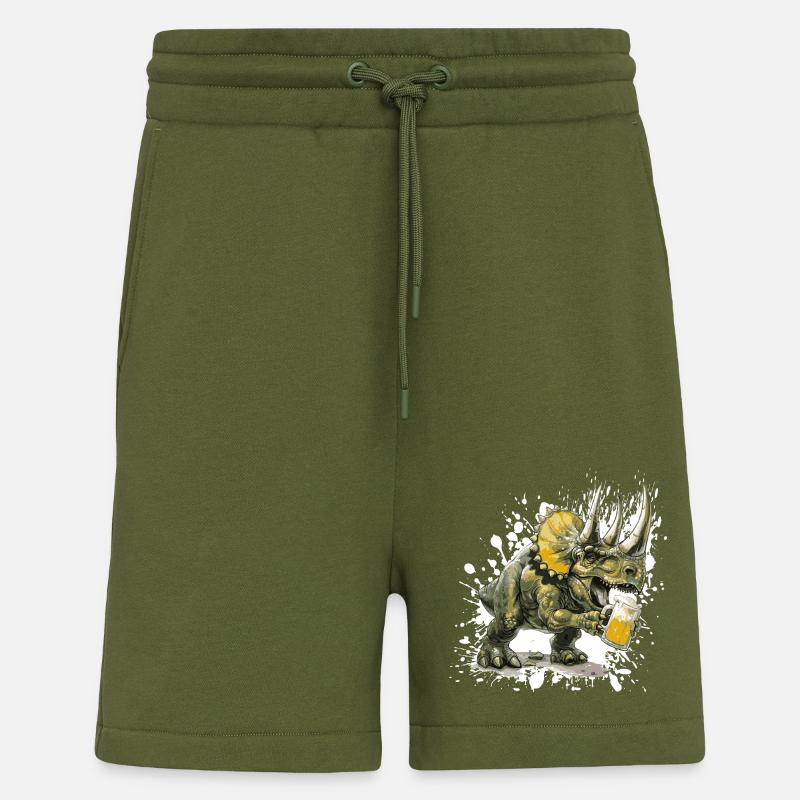 Dinosaur triceratops beer - Shorts - made by SPREAD - MOSS GREEN