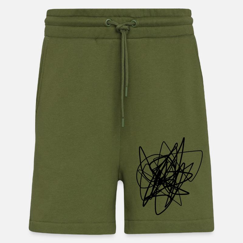Scribbled chaotic strokes pattern - Shorts - made by SPREAD - MOSS GREEN