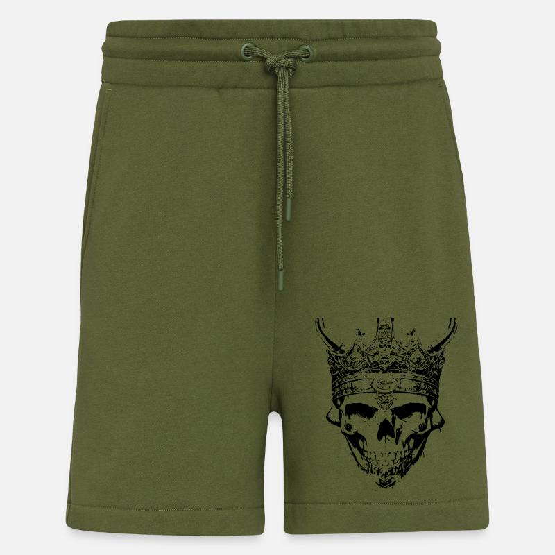 Totenkopf König mit Krone - Shorts - made by SPREAD - MOSS GREEN