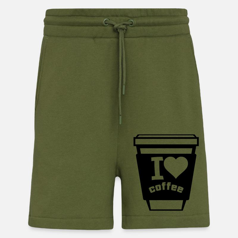 J’adore le café 1 - Short bio décontracté fabriqué en UE - MOSS GREEN