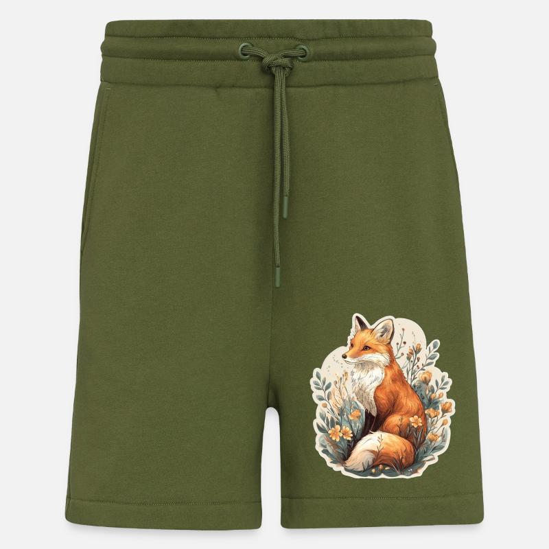 Fuchs mit Blumen - Shorts - made by SPREAD - MOSS GREEN