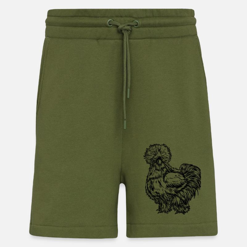 Poulet de soie dessin - Short bio décontracté fabriqué en UE - MOSS GREEN