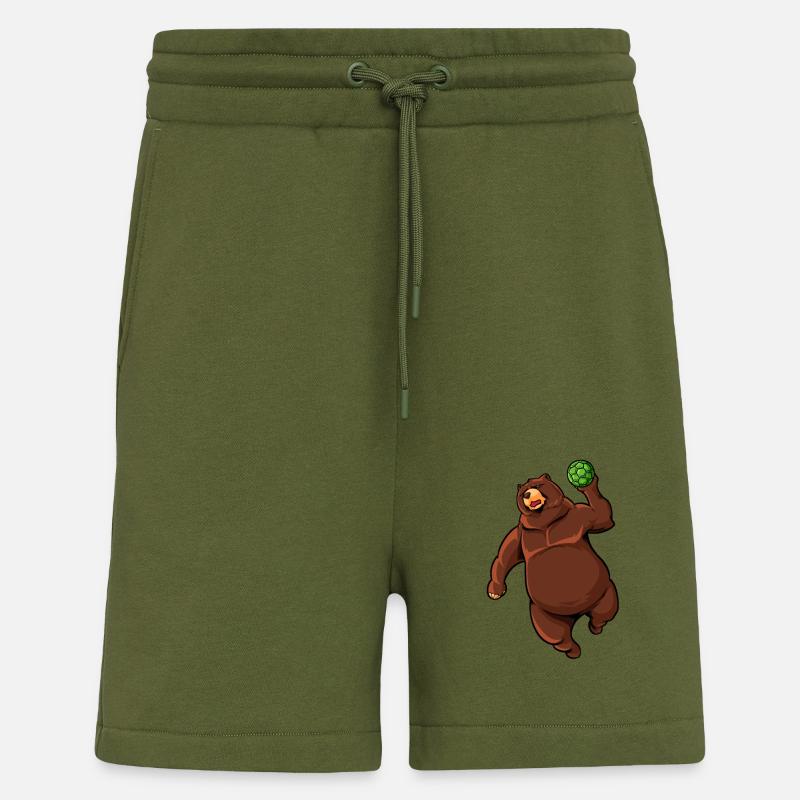Comic Bear plays handball - Shorts - made by SPREAD - MOSS GREEN