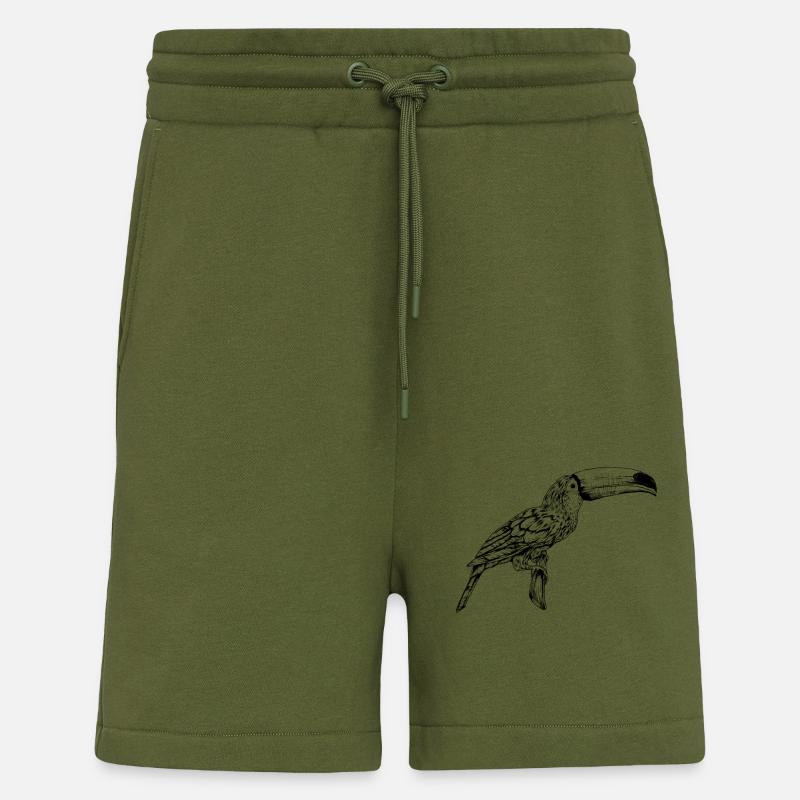 Stroke Drawing - Toucan - Shorts - made by SPREAD - MOSS GREEN