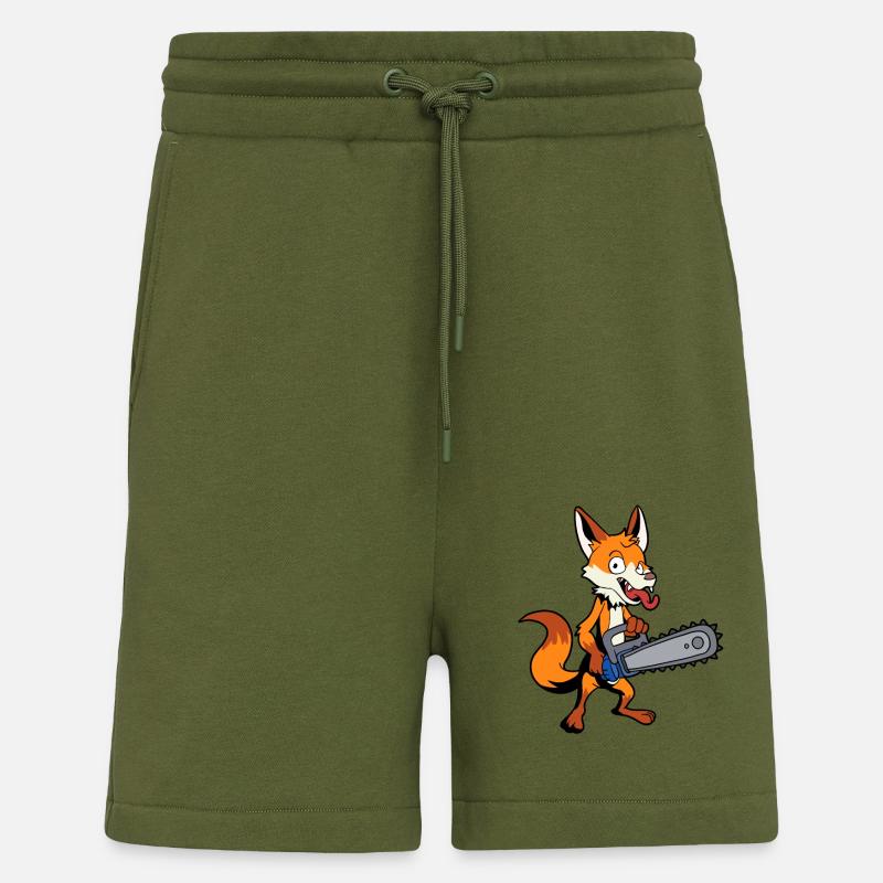 Monster Animals - Chainsaw Fox - Shorts - made by SPREAD - MOSS GREEN