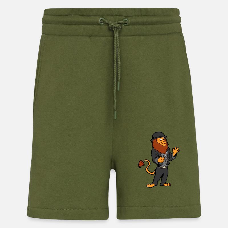 Comic Löwe als Zimmermann - Shorts - made by SPREAD - MOSS GREEN