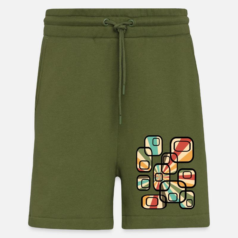 70er Tapetenmuster Quader Retro Muster - Shorts - made by SPREAD - MOSS GREEN