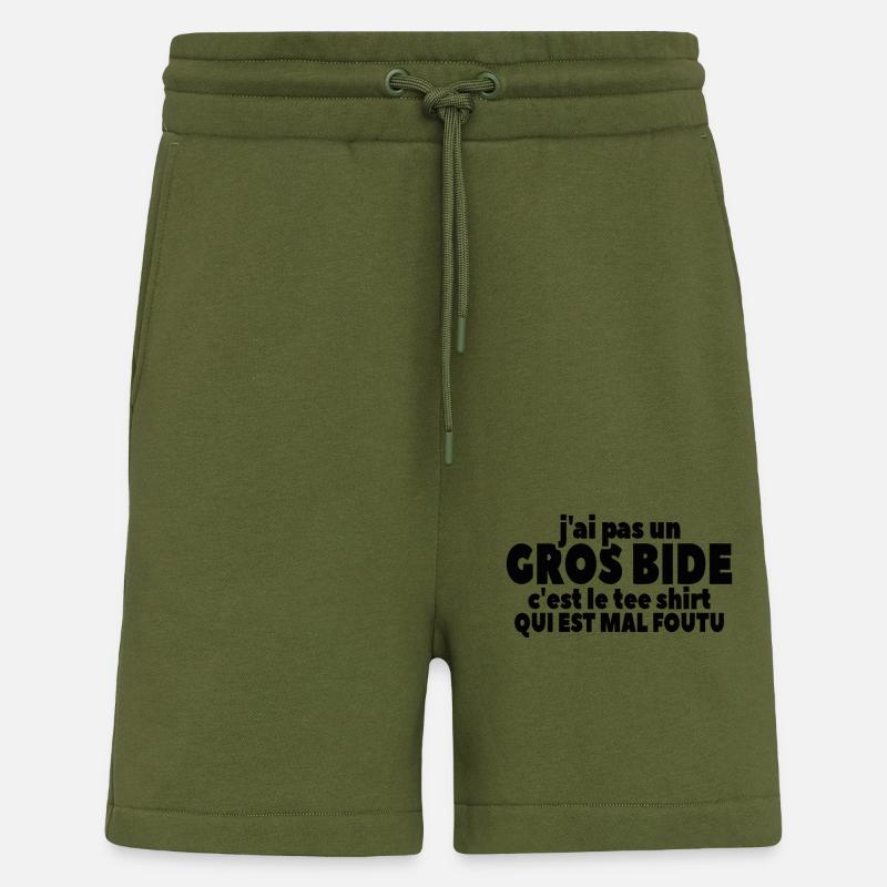 J'ai Pas Un Gros Bide - Short bio décontracté fabriqué en UE - MOSS GREEN