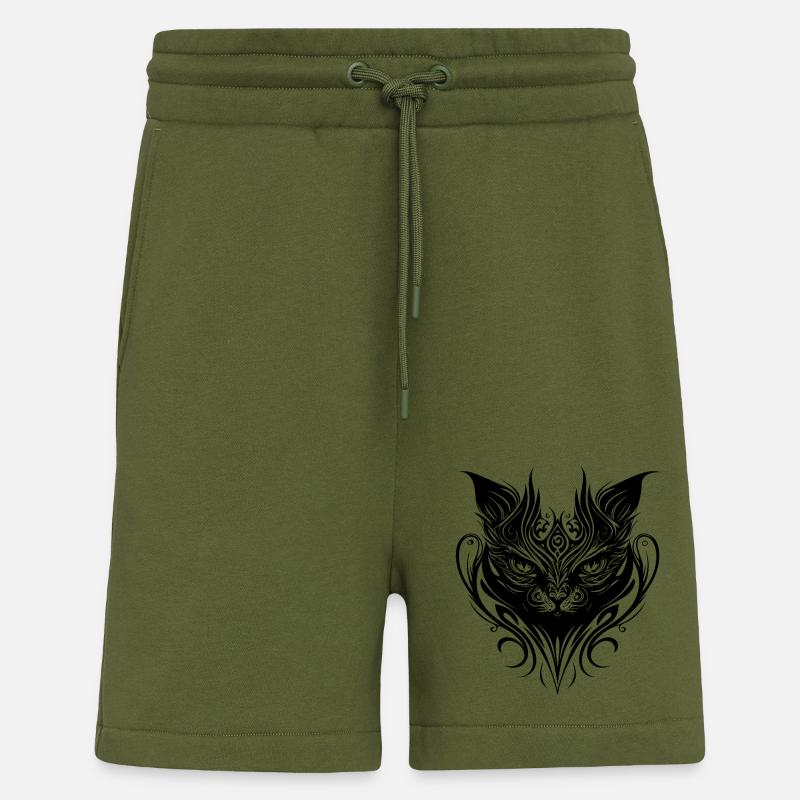 Tribal Tattoo Katze - Shorts - made by SPREAD - MOSS GREEN