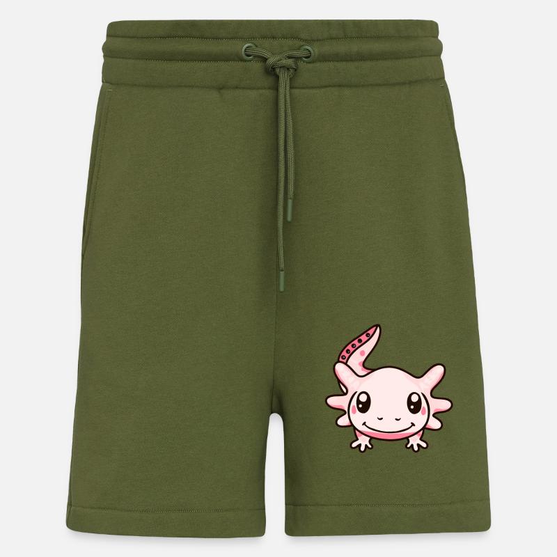 Sweet Axolotl Kawaii Design - Short bio décontracté fabriqué en UE - MOSS GREEN