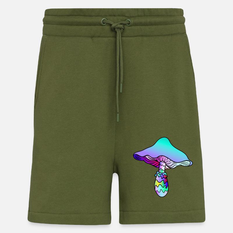 Psychedelischer Pilz - Regenbogen-Pilz - Shorts - made by SPREAD - MOSS GREEN