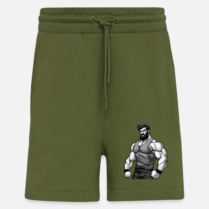 Muscles de bodybuilder d’entraînement - Short bio décontracté fabriqué en UE - MOSS GREEN