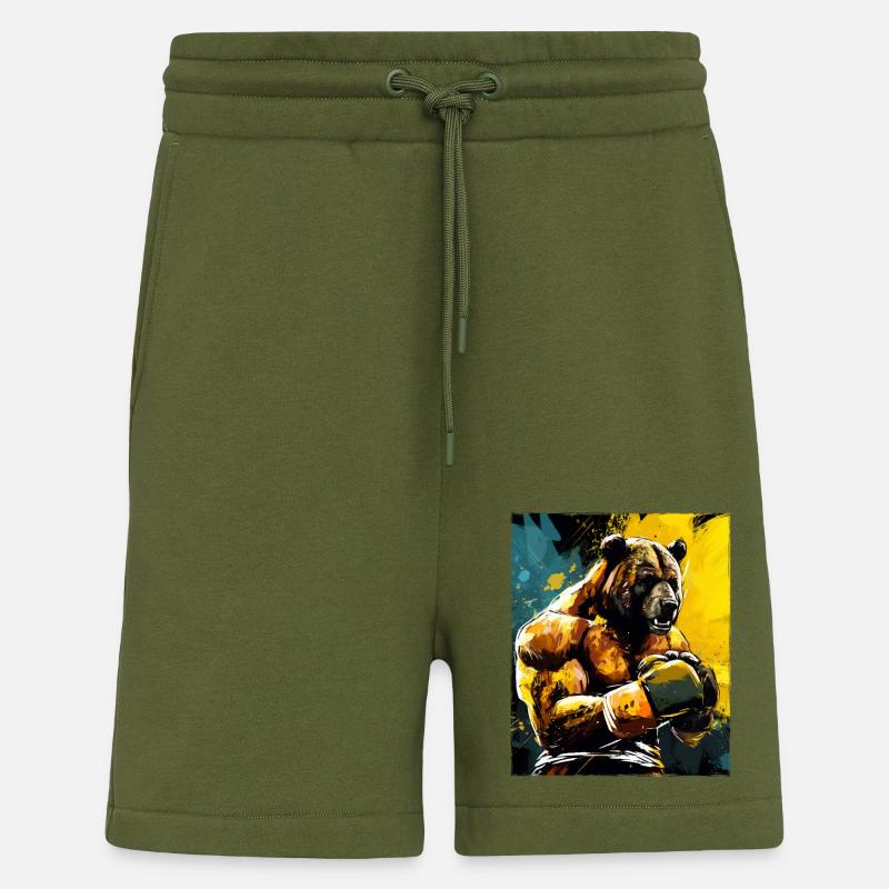Boxe boxer Grizzly Bear - Short bio décontracté fabriqué en UE - MOSS GREEN