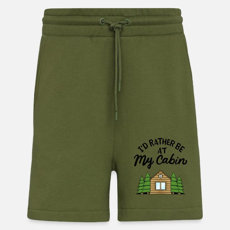 Cabane de camping Forêt - Short bio décontracté fabriqué en UE - MOSS GREEN