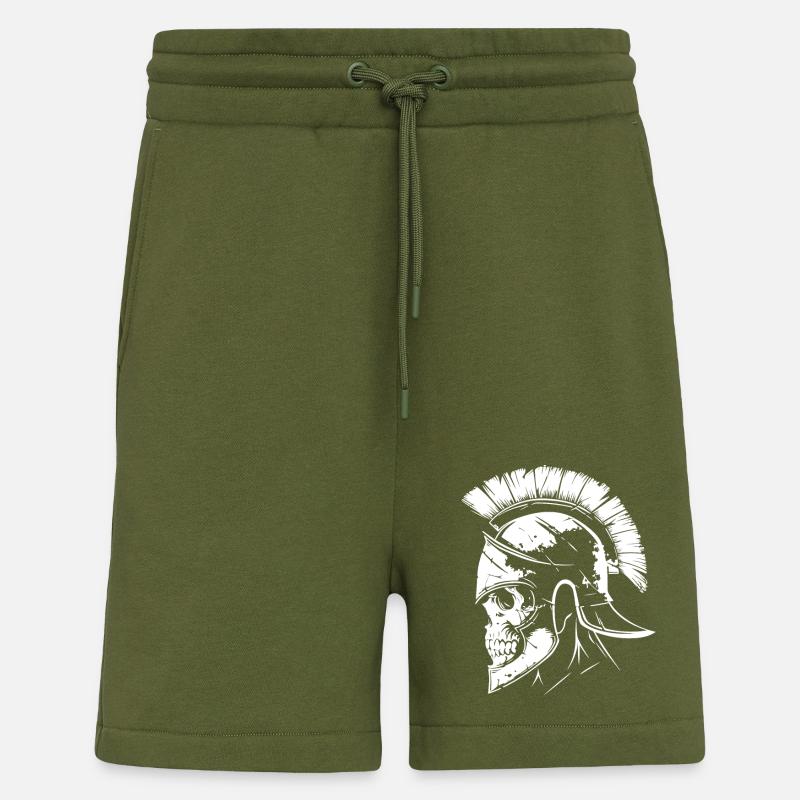 Crâne Spartiate Sparte - Short bio décontracté fabriqué en UE - MOSS GREEN