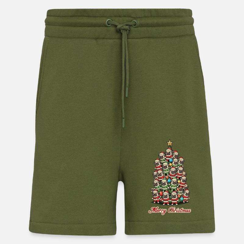 Fröhliche Weihnachten Mops Weihnachtsbaum - Shorts - made by SPREAD - MOSS GREEN