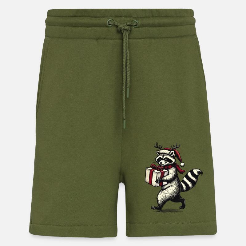 Weihnachts-Waschbär Mit Geschenk - Shorts - made by SPREAD - MOSS GREEN