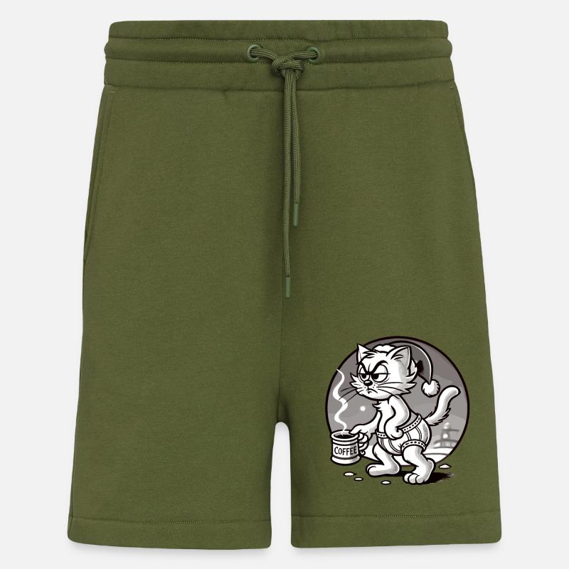 Mürrische Katze Mit Kaffee Weihnachten - Shorts - made by SPREAD - MOSS GREEN