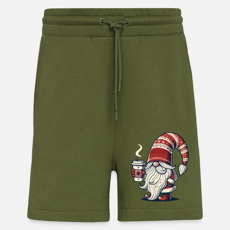 Christmas Gnome with Coffee Magic - Shorts - made by SPREAD - MOSS GREEN