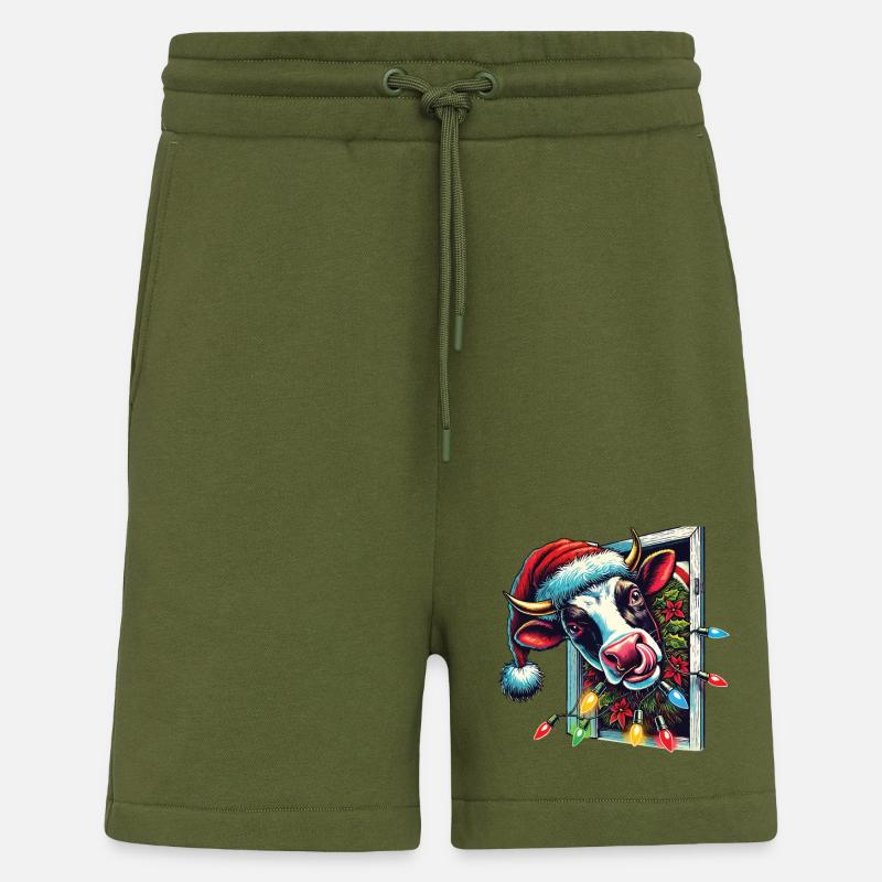 Lustige Weihnachtskuh Mit Lichtern - Shorts - made by SPREAD - MOSS GREEN