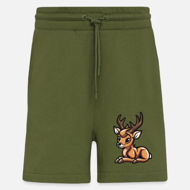 Bande dessinée de cerf - Short bio décontracté fabriqué en UE - MOSS GREEN