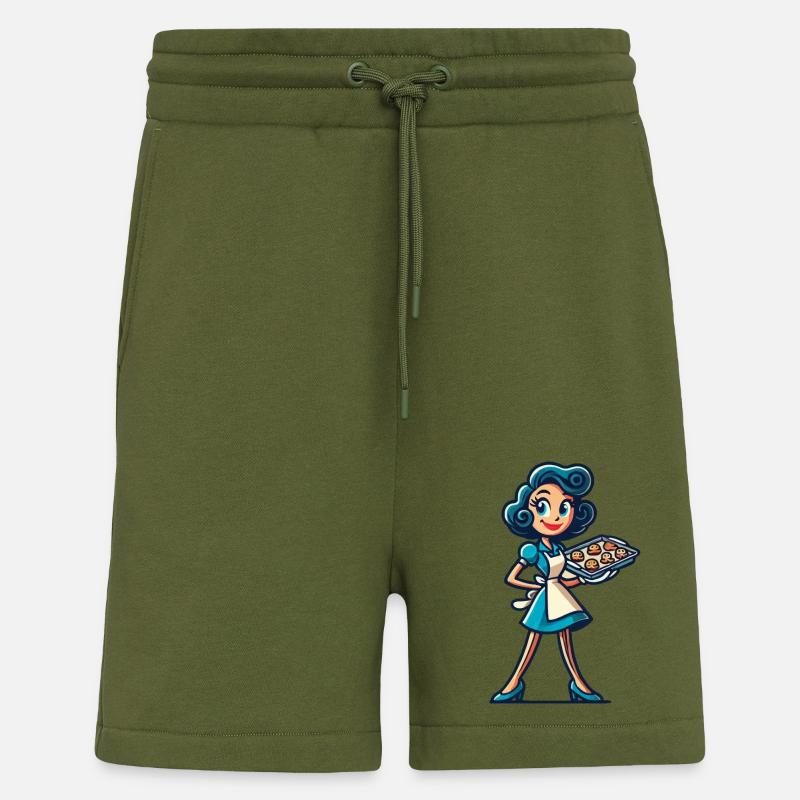 Fröhliche Bäckerin Mit Kekstablett - Shorts - made by SPREAD - MOSS GREEN
