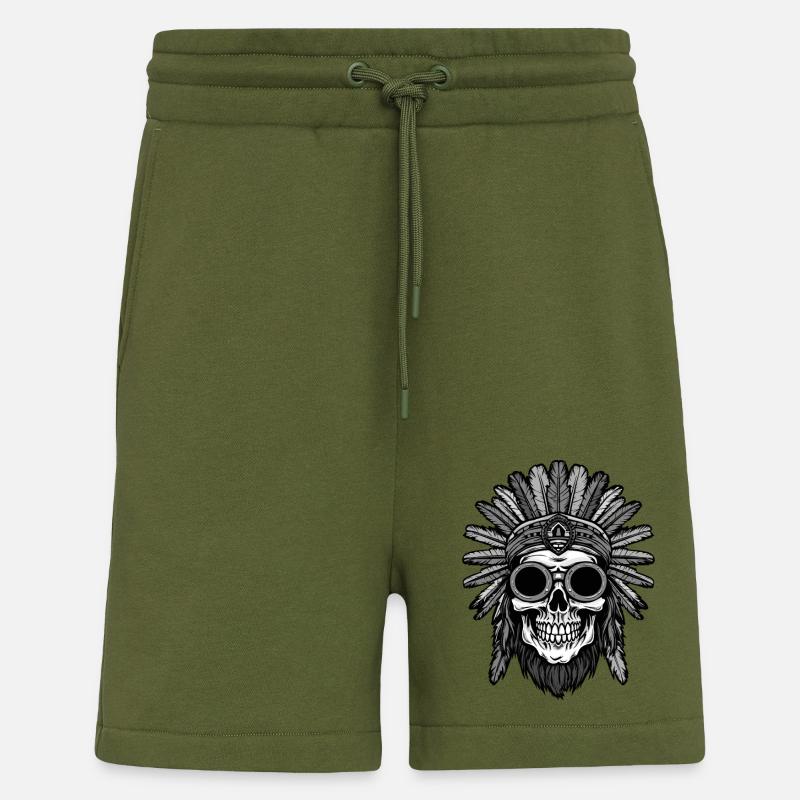 Apache Totenkopf Indianer - Shorts - made by SPREAD - MOSS GREEN