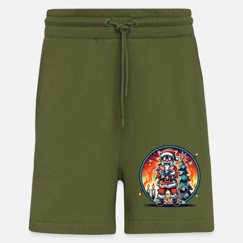 Électrocution Père Noël Chaos - Short bio décontracté fabriqué en UE - MOSS GREEN