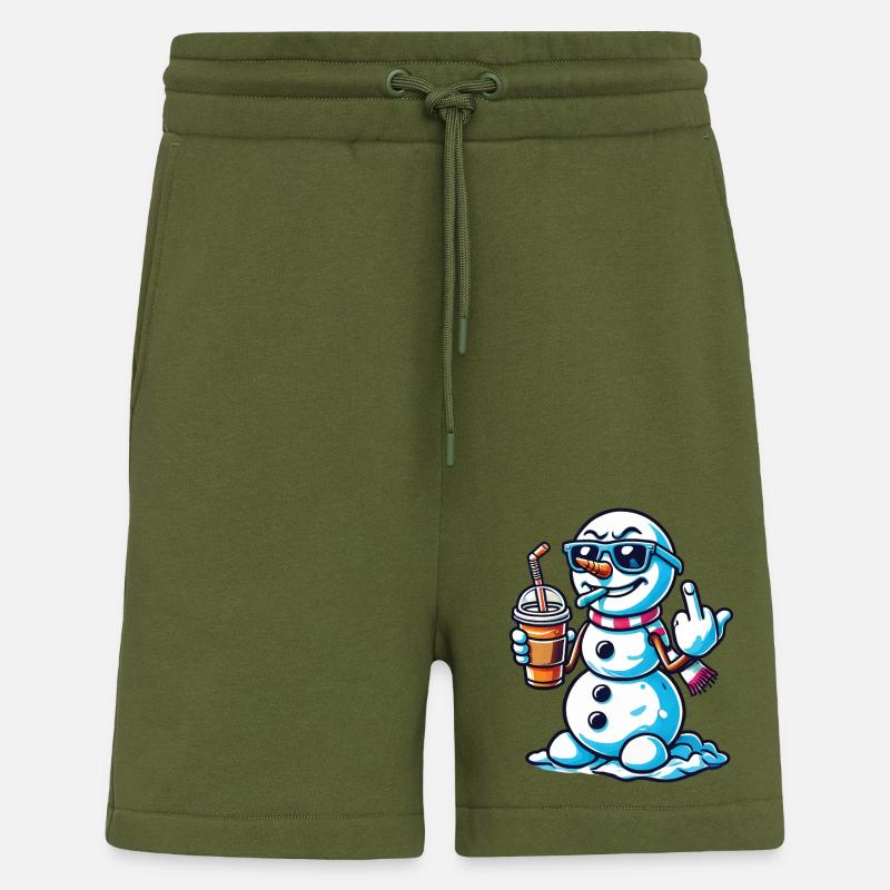 Cooler Schneemann Mit Mittelfinger Statement - Shorts - made by SPREAD - MOSS GREEN