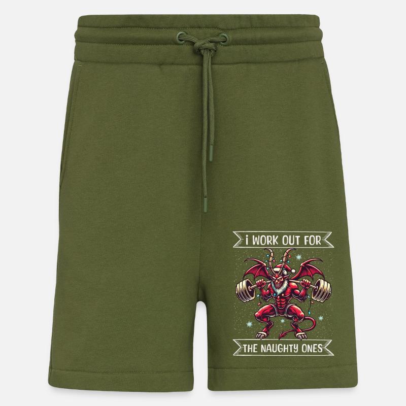 Krampus Christmas Motivation Training Design - Shorts - made by SPREAD - MOSS GREEN