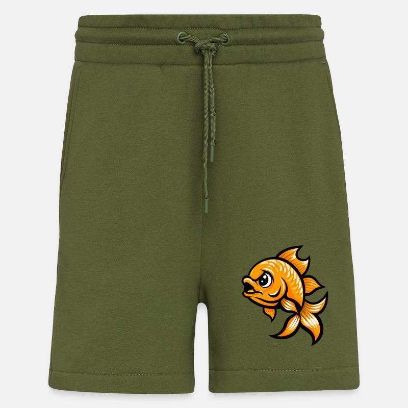 Bande dessinée Poisson Rouge - Short bio décontracté fabriqué en UE - MOSS GREEN