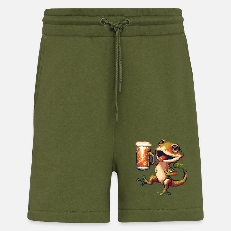 Bière Lizard Pixel - Short bio décontracté fabriqué en UE - MOSS GREEN