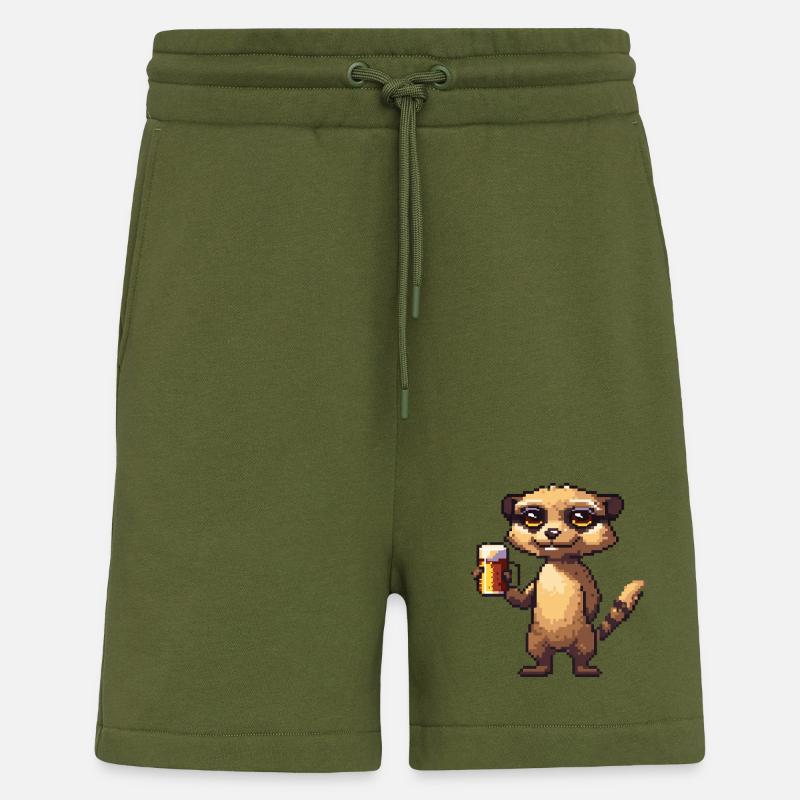 Erdmännchen Pixel Bier - Shorts - made by SPREAD - MOSS GREEN