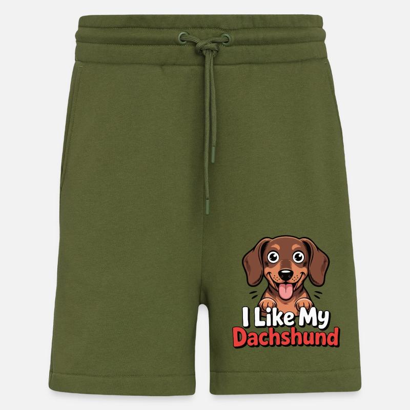 J’aime mon Chien Teckel Love - Short bio décontracté fabriqué en UE - MOSS GREEN