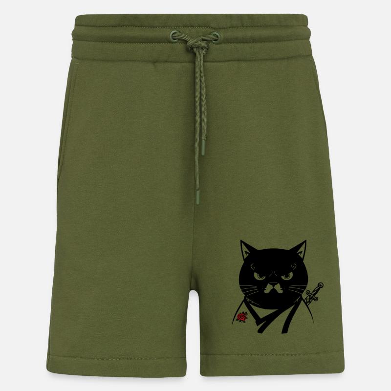 Die Samurai-Katze, die Bushido-Katze - Shorts - made by SPREAD - MOSS GREEN