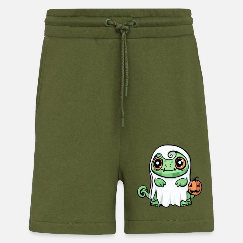 Chameleon Halloween Funny Ghost - Shorts - made by SPREAD - MOSS GREEN