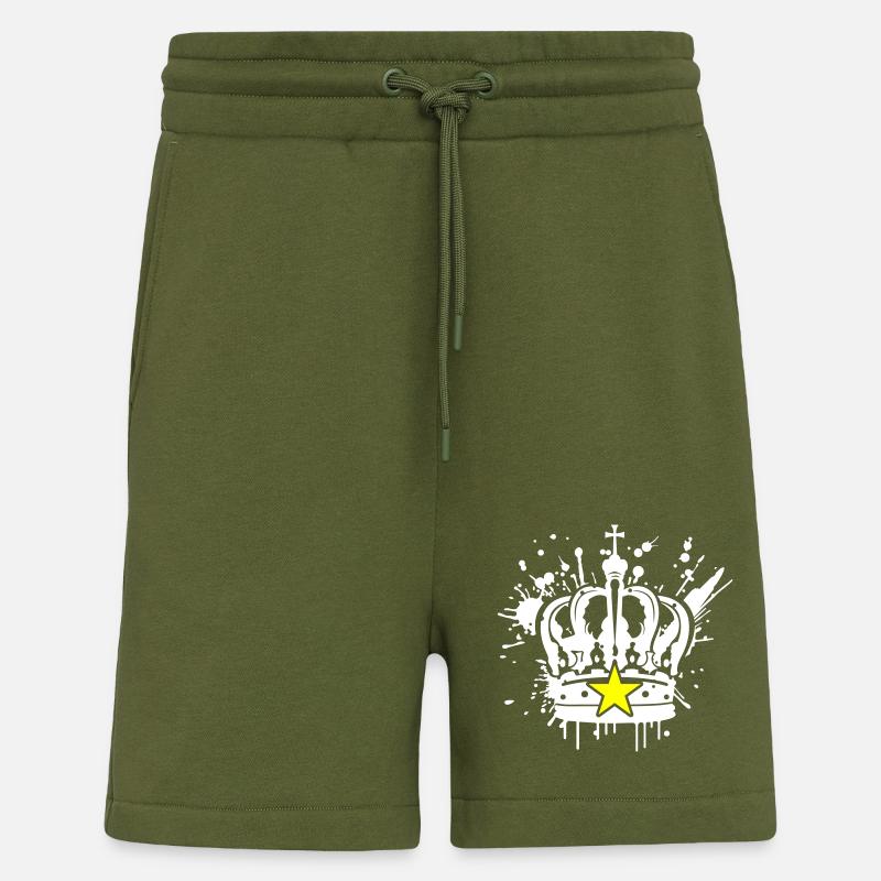 Symbole de la couronne royale - Short bio décontracté fabriqué en UE - MOSS GREEN