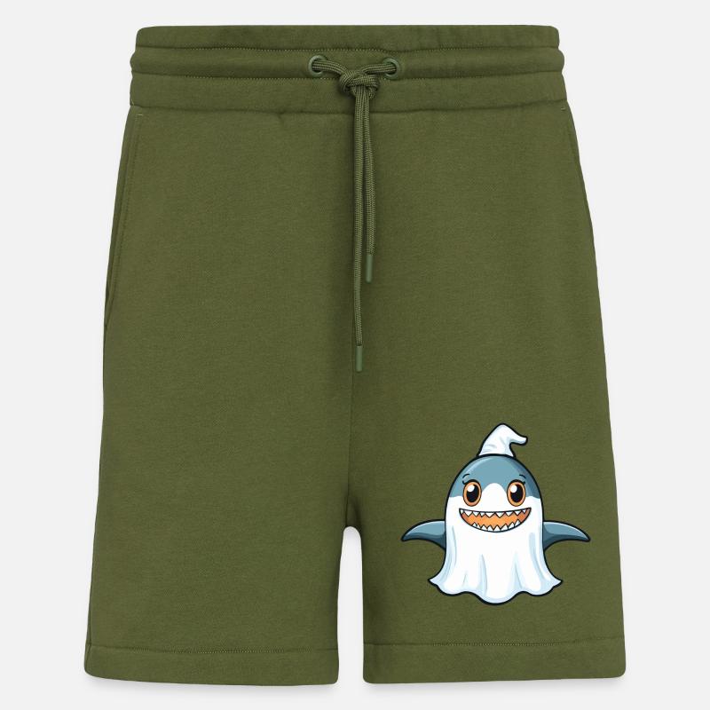 Shark Halloween Funny Ghost - Shorts - made by SPREAD - MOSS GREEN