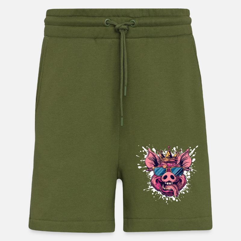 Pig Birthday Funny Party - Shorts - made by SPREAD - MOSS GREEN