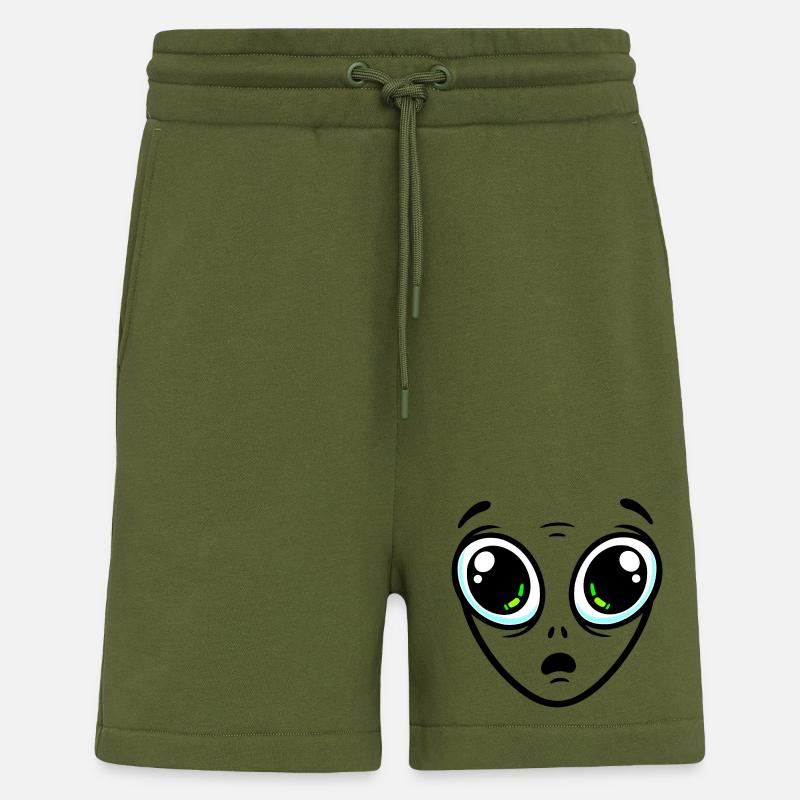 Extraterrestre aux grands yeux - Short bio décontracté fabriqué en UE - MOSS GREEN