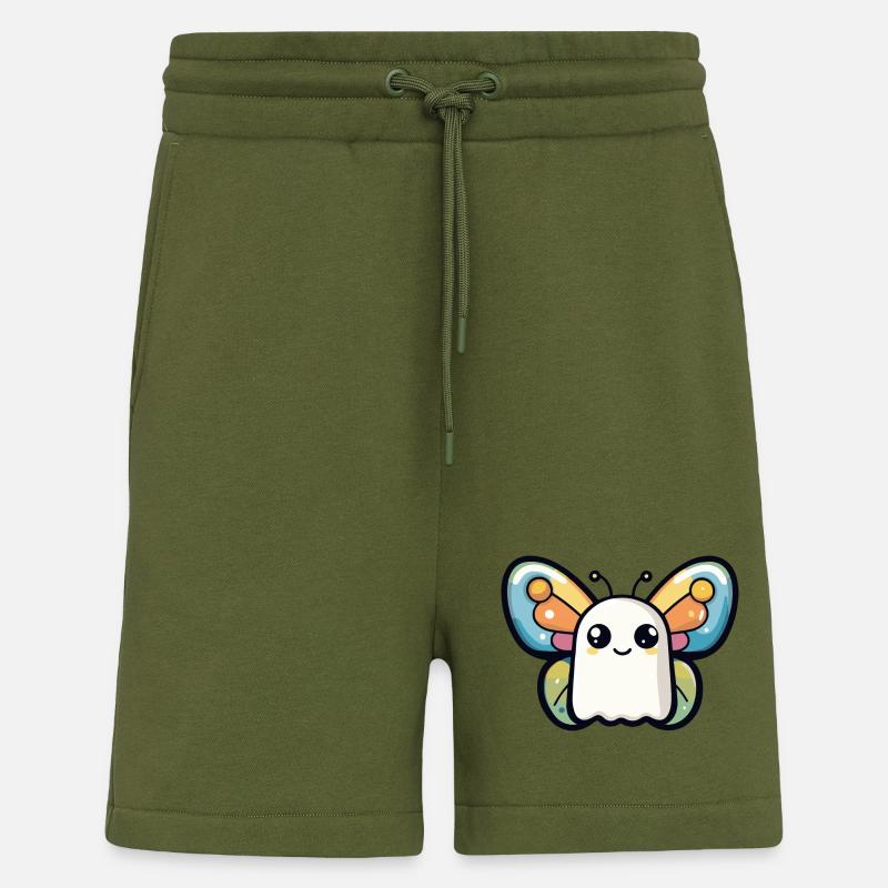 Butterfly Halloween Funny Ghost - Shorts - made by SPREAD - MOSS GREEN