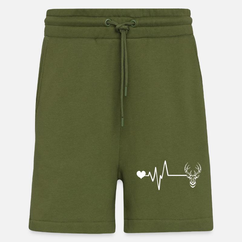 Deer Deer Pulse Heartbeat - Shorts - made by SPREAD - MOSS GREEN