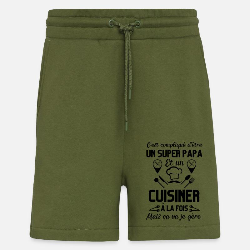 Super papa cuisinier - Short bio décontracté fabriqué en UE - MOSS GREEN