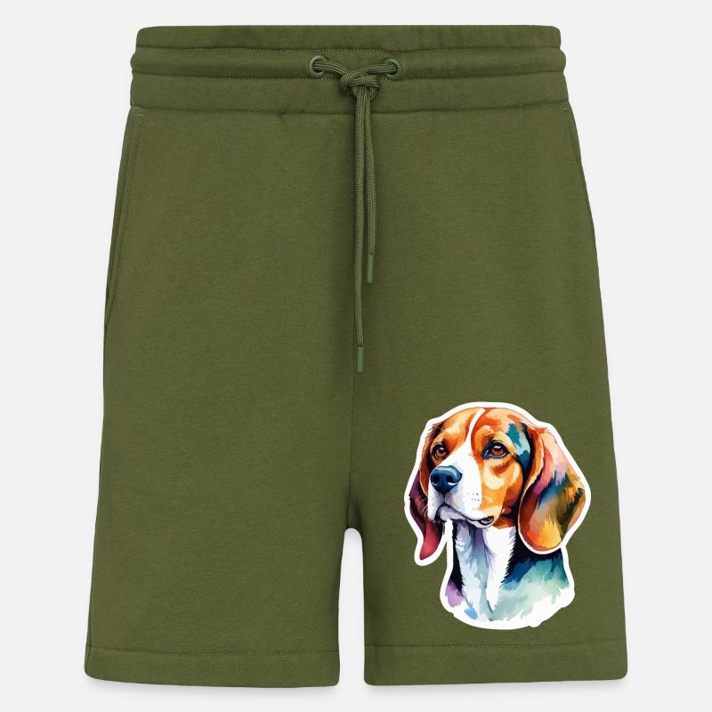 Beagle Wasserfarben - Shorts - made by SPREAD - MOSS GREEN