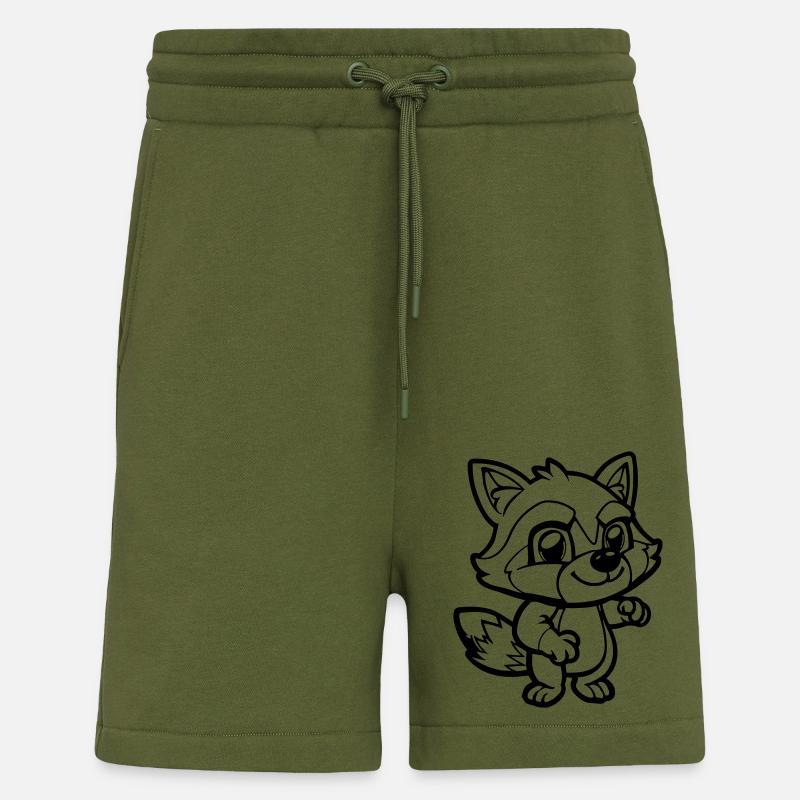 waschbär comic - Shorts - made by SPREAD - MOSS GREEN