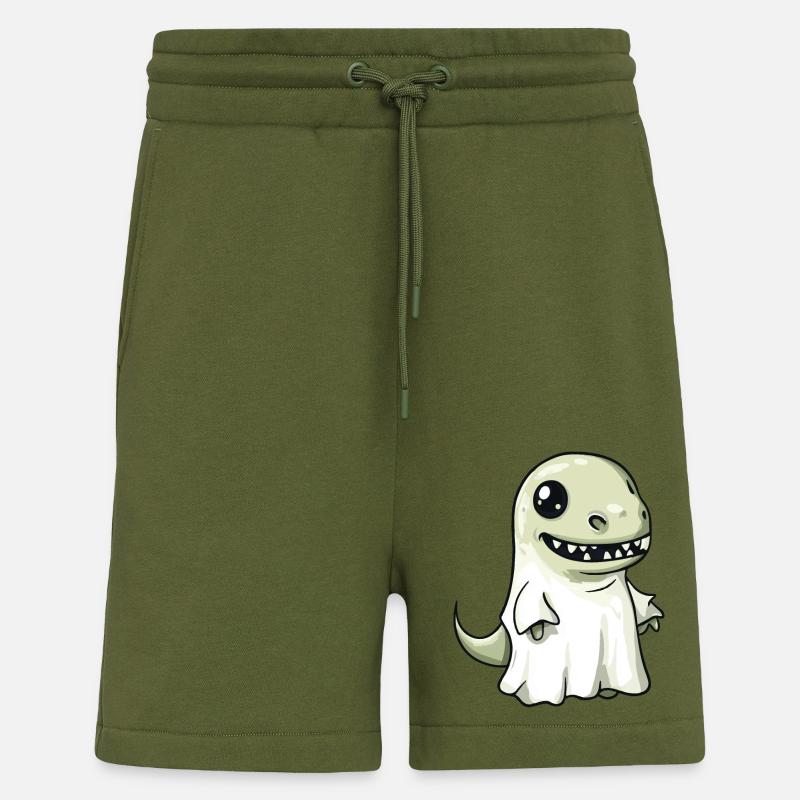 Dinosaur T-Rex Halloween Ghost - Shorts - made by SPREAD - MOSS GREEN