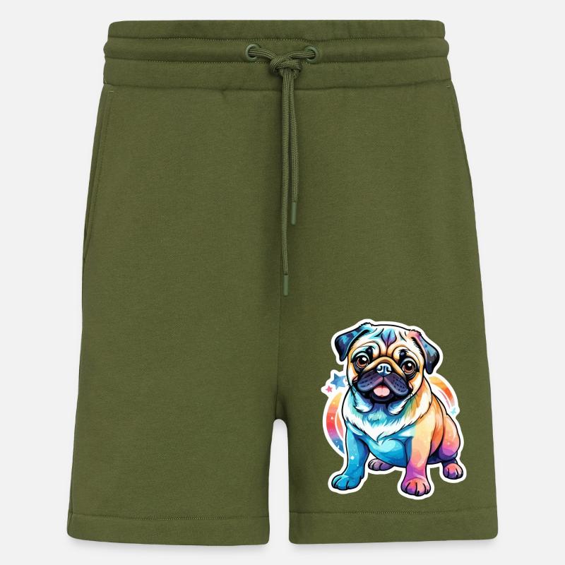 Mops Wasserfarben - Shorts - made by SPREAD - MOSS GREEN