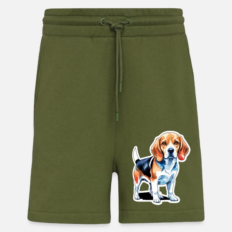 Beagle Wasserfarben - Shorts - made by SPREAD - MOSS GREEN